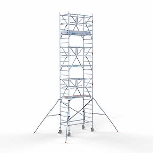 Euroscaffold Andamio móvil completo 90 x 190 x 8,2 m altura de trabajo + barandillas frontales de doble cara Andamio móvil completo 90 x 190 x 8,2 m altura de trabajo + barandillas frontales de doble cara