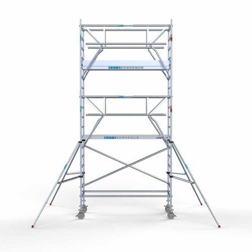 Andamio rodante Plataforma completa de carbono 90 x 250 x 6,2 m altura de trabajo + barandillas frontales de doble cara Euroscaffold Andamio rodante Plataforma completa de carbono 90 x 250 x 6,2 m altura de trabajo + barandillas frontales de doble cara