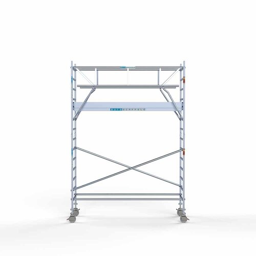 Andamio rodante Plataforma completa de carbono 90 x 305 x 5,2 m altura de trabajo + barandillas frontales de doble cara Euroscaffold Andamio rodante Plataforma completa de carbono 90 x 305 x 5,2 m altura de trabajo + barandillas frontales de doble cara