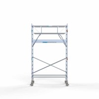 Euroscaffold Andamio móvil completo 90 x 250 x 5,2 m altura de trabajo + barandillas frontales de doble cara
