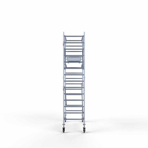 Andamio móvil completo 90 x 250 x 5,2 m altura de trabajo + barandillas frontales de doble cara Euroscaffold Andamio móvil completo 90 x 250 x 5,2 m altura de trabajo + barandillas frontales de doble cara