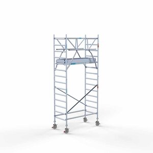 Euroscaffold Andamio móvil completo 90 x 190 x 5,2 m altura de trabajo + barandillas frontales de doble cara Andamio móvil completo 90 x 190 x 5,2 m altura de trabajo + barandillas frontales de doble cara