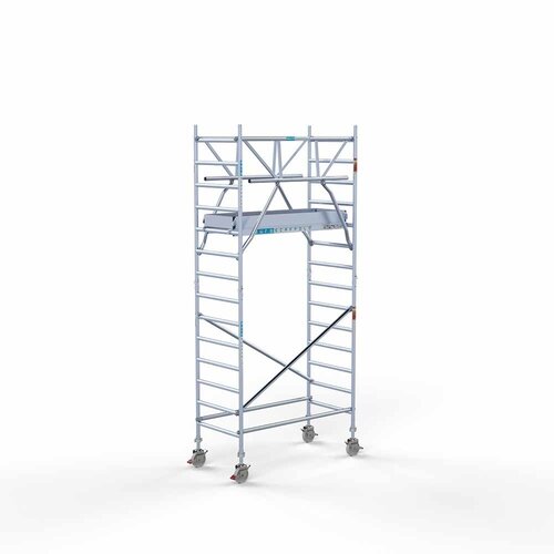 Andamio móvil completo 90 x 190 x 5,2 m altura de trabajo + barandillas frontales de doble cara Euroscaffold Andamio móvil completo 90 x 190 x 5,2 m altura de trabajo + barandillas frontales de doble cara