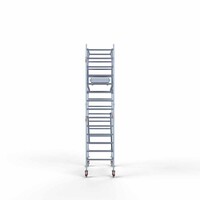 Euroscaffold Andamio móvil completo 90 x 190 x 5,2 m altura de trabajo + barandillas frontales de doble cara Euroscaffold Andamio móvil completo 90 x 190 x 5,2 m altura de trabajo + barandillas frontales de doble cara