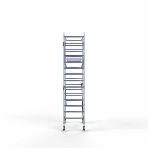 Andamio móvil completo 90 x 190 x 5,2 m altura de trabajo + barandillas frontales de doble cara Euroscaffold Andamio móvil completo 90 x 190 x 5,2 m altura de trabajo + barandillas frontales de doble cara