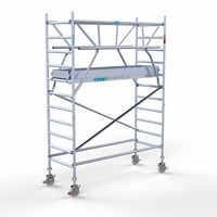 Euroscaffold Andamio rodante completo cubierta de carbono 90 x 250 x 4,2 m altura de trabajo + barandillas frontales de doble cara