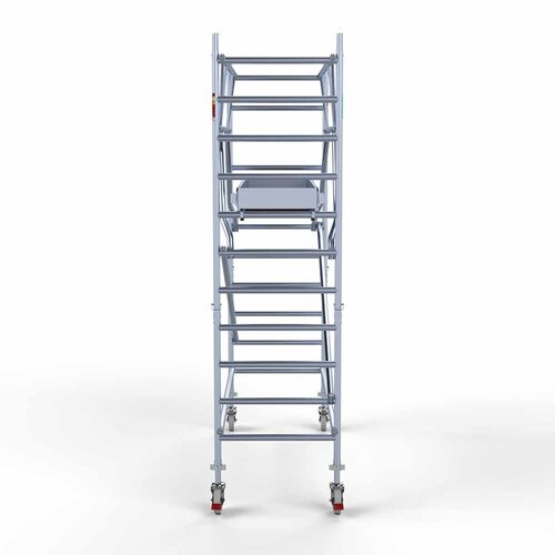 Andamio móvil completo 90 x 250 x 4,2 m altura de trabajo + barandillas frontales de doble cara Euroscaffold Andamio móvil completo 90 x 250 x 4,2 m altura de trabajo + barandillas frontales de doble cara