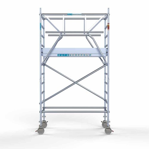 Andamio rodante Plataforma completa de carbono 90 x 190 x 4,2 m altura de trabajo + barandillas frontales de doble cara Euroscaffold Andamio rodante Plataforma completa de carbono 90 x 190 x 4,2 m altura de trabajo + barandillas frontales de doble cara