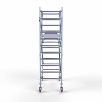 Euroscaffold Andamio móvil completo 90 x 190 x 4,2 m altura de trabajo + barandillas frontales de doble cara Euroscaffold Andamio móvil completo 90 x 190 x 4,2 m altura de trabajo + barandillas frontales de doble cara