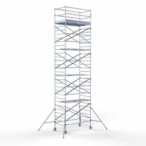 Andamio rodante Completo 135 x 250 x 10,2 m de altura de trabajo con plataforma ligera Euroscaffold Andamio rodante Completo 135 x 250 x 10,2 m de altura de trabajo con plataforma ligera