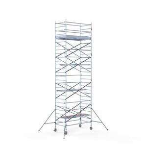 Euroscaffold Andamio rodante Completo 135 x 250 x 9,2 m de altura de trabajo con plataforma ligera Euroscaffold Andamio rodante Completo 135 x 250 x 9,2 m de altura de trabajo con plataforma ligera