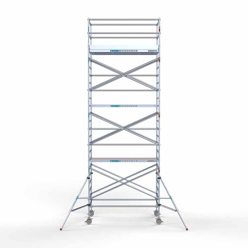 Andamio rodante Completo 135 x 250 x 8,2 m de altura de trabajo con plataforma ligera Euroscaffold Andamio rodante Completo 135 x 250 x 8,2 m de altura de trabajo con plataforma ligera