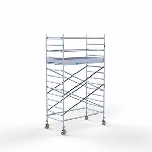 Euroscaffold Andamio rodante Completo 135 x 250 x 5,2 m de altura de trabajo con plataforma ligera Euroscaffold Andamio rodante Completo 135 x 250 x 5,2 m de altura de trabajo con plataforma ligera