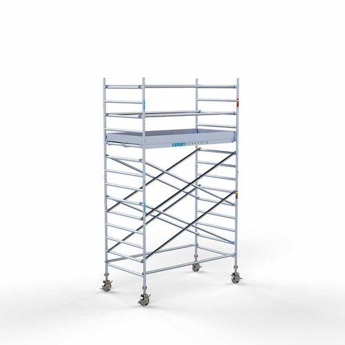 Andamio rodante Completo 135 x 250 x 5,2 m de altura de trabajo con plataforma ligera Euroscaffold Andamio rodante Completo 135 x 250 x 5,2 m de altura de trabajo con plataforma ligera