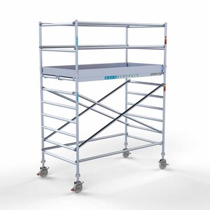 Euroscaffold Andamio rodante Completo 135 x 250 x 4,2 m de altura de trabajo con plataforma ligera Euroscaffold Andamio rodante Completo 135 x 250 x 4,2 m de altura de trabajo con plataforma ligera