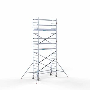 Euroscaffold Andamio rodante Completo 90 x 250 x 7,2 m de altura de trabajo con plataforma ligera Euroscaffold Andamio rodante Completo 90 x 250 x 7,2 m de altura de trabajo con plataforma ligera