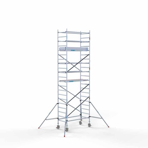 Andamio rodante Completo 90 x 190 x 7,2 m de altura de trabajo con plataforma ligera Euroscaffold Andamio rodante Completo 90 x 190 x 7,2 m de altura de trabajo con plataforma ligera