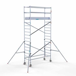 Euroscaffold Andamio rodante Completo 90 x 250 x 6,2 m de altura de trabajo con plataforma ligera Euroscaffold Andamio rodante Completo 90 x 250 x 6,2 m de altura de trabajo con plataforma ligera