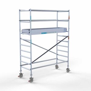 Euroscaffold Andamio rodante Completo 90 x 250 x 4,2 m de altura de trabajo con plataforma ligera Euroscaffold Andamio rodante Completo 90 x 250 x 4,2 m de altura de trabajo con plataforma ligera