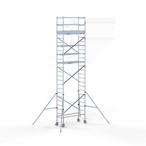 Euroscaffold Andamio rodante Completo 75 x 190 x 8,2 m altura de trabajo con plataforma ligera Euroscaffold Andamio rodante Completo 75 x 190 x 8,2 m altura de trabajo con plataforma ligera