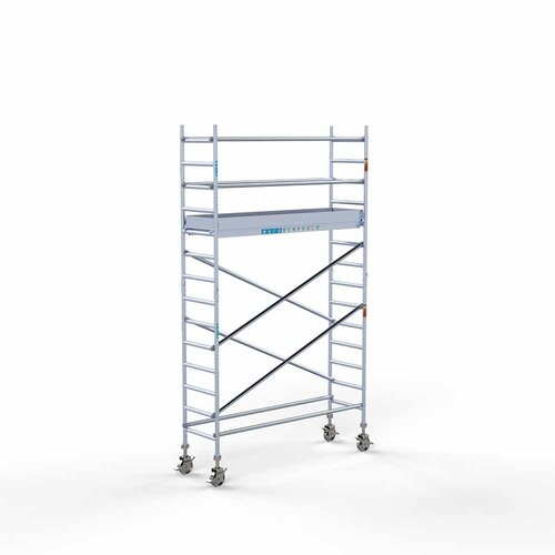 Andamio rodante Completo 75 x 250 x 5,2 m de altura de trabajo con plataforma ligera Euroscaffold Andamio rodante Completo 75 x 250 x 5,2 m de altura de trabajo con plataforma ligera