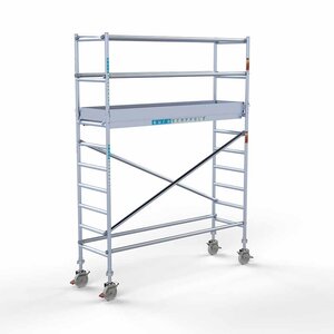 Euroscaffold Andamio rodante Completo 75 x 250 x 4,2 m de altura de trabajo con plataforma ligera Euroscaffold Andamio rodante Completo 75 x 250 x 4,2 m de altura de trabajo con plataforma ligera