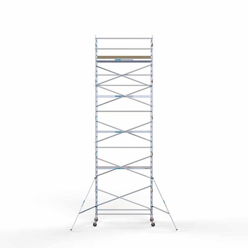 Andamio móvil básico de 135 x 305 x 11,2 m de altura de trabajo con plataforma ligera Euroscaffold Andamio móvil básico de 135 x 305 x 11,2 m de altura de trabajo con plataforma ligera