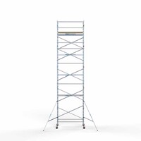 Euroscaffold Andamio móvil básico de 135 x 250 x 11,2 m de altura de trabajo con plataforma ligera Euroscaffold Andamio móvil básico de 135 x 250 x 11,2 m de altura de trabajo con plataforma ligera