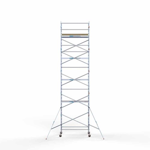 Andamio móvil básico de 135 x 250 x 11,2 m de altura de trabajo con plataforma ligera Euroscaffold Andamio móvil básico de 135 x 250 x 11,2 m de altura de trabajo con plataforma ligera