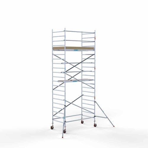 Andamio móvil básico de 135 x 250 x 9,2 m de altura de trabajo con plataforma ligera Euroscaffold Andamio móvil básico de 135 x 250 x 9,2 m de altura de trabajo con plataforma ligera