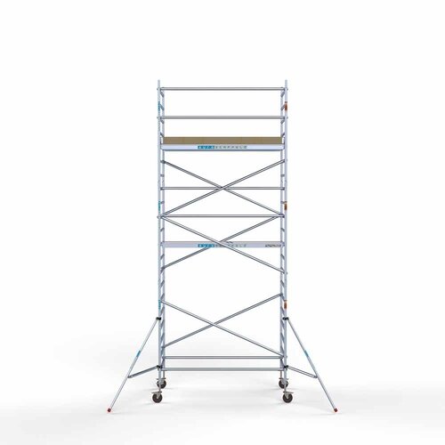 Andamio móvil básico de 135 x 250 x 9,2 m de altura de trabajo con plataforma ligera Euroscaffold Andamio móvil básico de 135 x 250 x 9,2 m de altura de trabajo con plataforma ligera