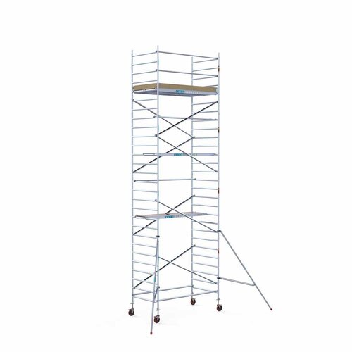 Andamio móvil básico de 135 x 190 x 9,2 m de altura de trabajo con plataforma ligera Euroscaffold Andamio móvil básico de 135 x 190 x 9,2 m de altura de trabajo con plataforma ligera