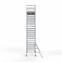 Euroscaffold Andamio móvil básico de 135 x 250 x 8,2 m de altura de trabajo con plataforma ligera Euroscaffold Andamio móvil básico de 135 x 250 x 8,2 m de altura de trabajo con plataforma ligera