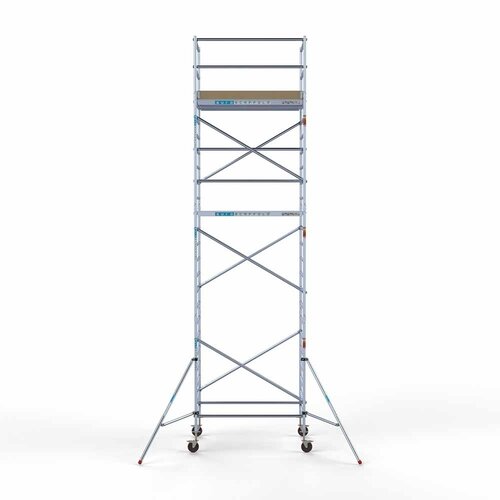 Andamio móvil básico de 135 x 190 x 8,2 m de altura de trabajo con plataforma ligera Euroscaffold Andamio móvil básico de 135 x 190 x 8,2 m de altura de trabajo con plataforma ligera