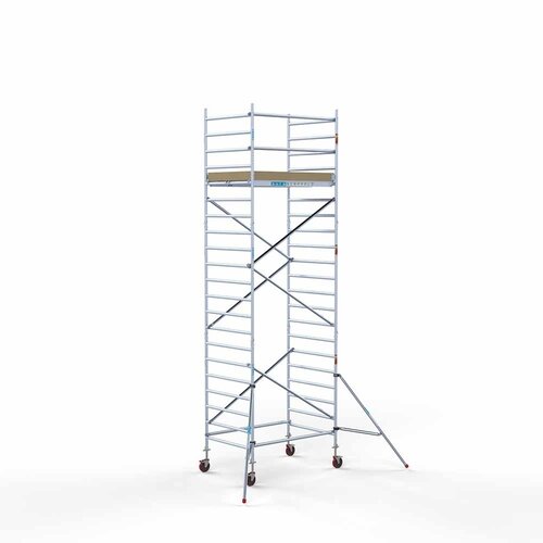 Andamio móvil básico de 135 x 190 x 7,2 m de altura de trabajo con plataforma ligera Euroscaffold Andamio móvil básico de 135 x 190 x 7,2 m de altura de trabajo con plataforma ligera