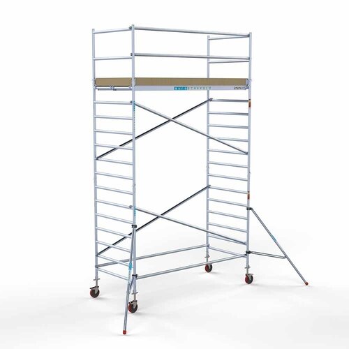 Andamio móvil básico de 135 x 305 x 6,2 m de altura de trabajo con plataforma ligera Euroscaffold Andamio móvil básico de 135 x 305 x 6,2 m de altura de trabajo con plataforma ligera