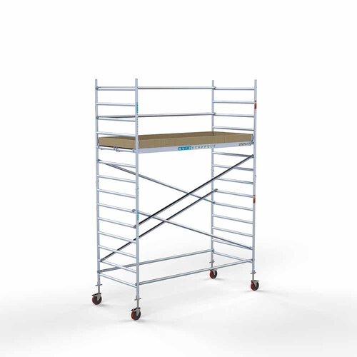 Andamio móvil básico de 135 x 305 x 5,2 m de altura de trabajo con plataforma ligera Euroscaffold Andamio móvil básico de 135 x 305 x 5,2 m de altura de trabajo con plataforma ligera