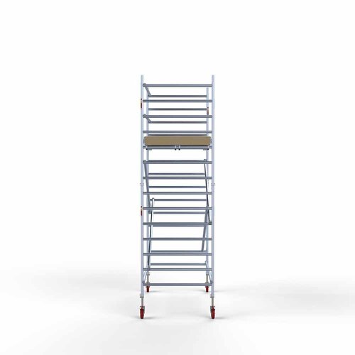 Andamio móvil básico de 135 x 250 x 5,2 m de altura de trabajo con plataforma ligera Euroscaffold Andamio móvil básico de 135 x 250 x 5,2 m de altura de trabajo con plataforma ligera