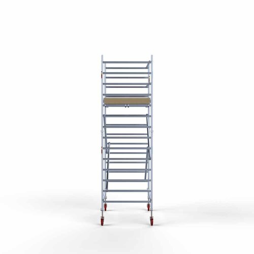 Andamio móvil básico de 135 x 190 x 5,2 m de altura de trabajo con plataforma ligera Euroscaffold Andamio móvil básico de 135 x 190 x 5,2 m de altura de trabajo con plataforma ligera