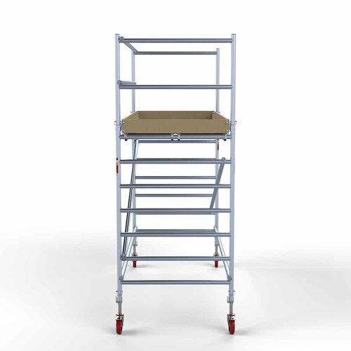 Andamio móvil básico de 135 x 305 x 4,2 m de altura de trabajo con plataforma ligera Euroscaffold Andamio móvil básico de 135 x 305 x 4,2 m de altura de trabajo con plataforma ligera