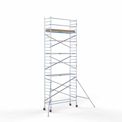 Andamio móvil básico de 90 x 305 x 9,2 m de altura de trabajo con plataforma ligera Euroscaffold Andamio móvil básico de 90 x 305 x 9,2 m de altura de trabajo con plataforma ligera