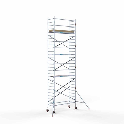 Andamio móvil básico de 90 x 250 x 9,2 m de altura de trabajo con plataforma ligera Euroscaffold Andamio móvil básico de 90 x 250 x 9,2 m de altura de trabajo con plataforma ligera