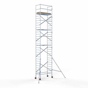 Euroscaffold Andamio móvil básico de 90 x 190 x 10,2 m de altura de trabajo con plataforma ligera Andamio móvil básico de 90 x 190 x 10,2 m de altura de trabajo con plataforma ligera