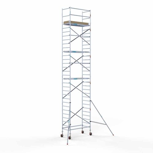 Andamio móvil básico de 90 x 190 x 10,2 m de altura de trabajo con plataforma ligera Euroscaffold Andamio móvil básico de 90 x 190 x 10,2 m de altura de trabajo con plataforma ligera