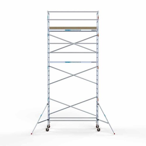 Andamio móvil básico de 90 x 305 x 8,2 m de altura de trabajo con plataforma ligera Euroscaffold Andamio móvil básico de 90 x 305 x 8,2 m de altura de trabajo con plataforma ligera