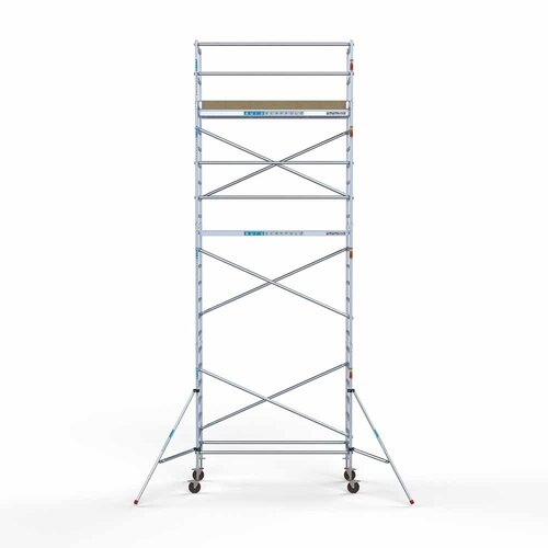 Andamio móvil básico de 90 x 250 x 8,2 m de altura de trabajo con plataforma ligera Euroscaffold Andamio móvil básico de 90 x 250 x 8,2 m de altura de trabajo con plataforma ligera