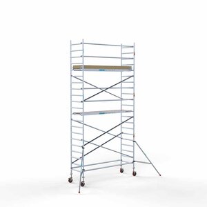 Euroscaffold Andamio móvil básico de 90 x 305 x 7,2 m de altura de trabajo con plataforma ligera Andamio móvil básico de 90 x 305 x 7,2 m de altura de trabajo con plataforma ligera