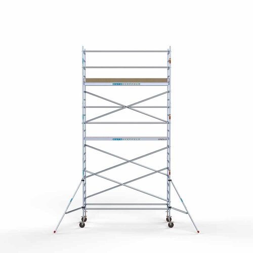 Andamio móvil básico de 90 x 305 x 7,2 m de altura de trabajo con plataforma ligera Euroscaffold Andamio móvil básico de 90 x 305 x 7,2 m de altura de trabajo con plataforma ligera