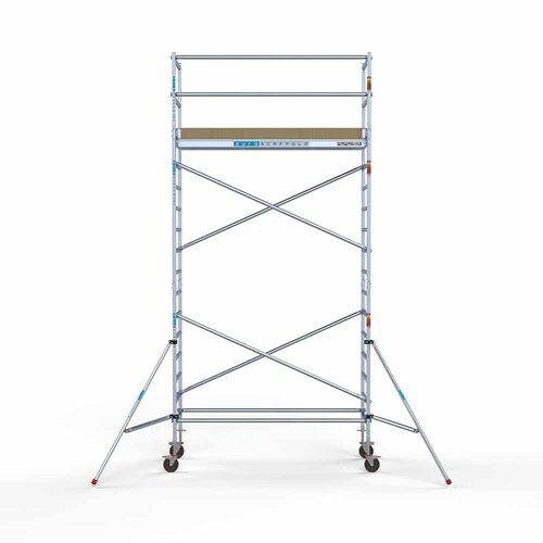 Andamio móvil básico de 90 x 250 x 6,2 m de altura de trabajo con plataforma ligera Euroscaffold Andamio móvil básico de 90 x 250 x 6,2 m de altura de trabajo con plataforma ligera