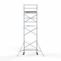 Euroscaffold Andamio móvil básico de 90 x 190 x 8,2 m de altura de trabajo con plataforma ligera Euroscaffold Andamio móvil básico de 90 x 190 x 8,2 m de altura de trabajo con plataforma ligera